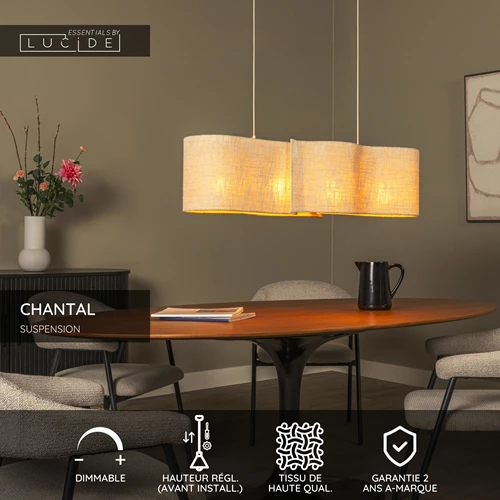 Lucide CHANTAL - Suspension - 4xE27 - Crème - Essential - USP